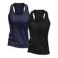 Kit Camisetas Regata Dellas Fit Dry Nadador - Feminina - 2 unidades PRETO/AZUL