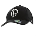 Boné Aba Curva Supercap Corinthians Bordado Frontal Dora - Strapback - Adulto PRETO