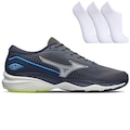 Tênis Mizuno Wave Falcon 5 + 3 Pares de Meia Cano Médio - Masculino CINZA