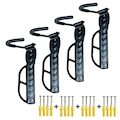 Kit Suportes para Bicicleta de Parede Vertical Rava Gancho Fixo - 4 Unidades PRETO