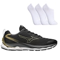 Tênis Mizuno Wave Dynasty 5 + 3 Pares de Meias - Masculino PRETO/OURO