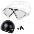 Kit Máscara de Natação Gold Sports Silicone Confort Hd - Touca Pu e Protetor Nasal e Ouvido - Adulto PRETO