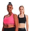 Kit de Tops Fitness com Bojo Under Armour Crossback Mid Bra - 2 Undades - Feminino PRETO