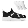 Tênis Puma Wired Run Slip On Ps Bdp + 3 Pares de Meias - Infantil PRETO/BRANCO