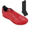 Chuteira Futsal Penalty Americas Xxi + Meião - Adulto VERMELHO/PRETO