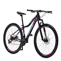 Bicicleta Aro 29 Krw Alumínio - Freio a Disco Suspensão Dianteira Mountain Bike S1 - 24 Velocidades - Adulto PRETO/ROSA