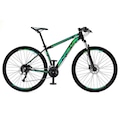 Bicicleta Aro 29 Krw Alumínio - Freio Hidráulico Suspensão Dianteira Mountain Bike S2 - 24 Velocidades - Adulto PRETO/VERDE