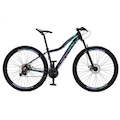 Bicicleta Aro 29 Krw Alumínio - Freio a Disco Suspensão Dianteira Mountain  Bike  S3 - 21 Velocidades - Adulto PRETO/TURQUESA