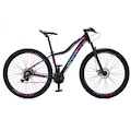 Bicicleta Aro 29 Krw Alumínio - Freio Hidráulico Suspensão Dianteira Mountain Bike S8 - 27 Velocidades - Adulto PRETO/ROSA
