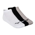 Kit de Meias Soquete Mizuno Basic - 35 a 38 - 3 Pares - Adulto CINZA/PRETO