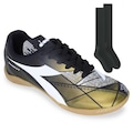 Chuteira Futsal Diadora Squadra Ii + Meião - Adulto PRETO/BRANCO