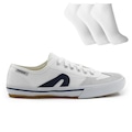 Tênis Rainha Vl 2500 + 3 Pares de Meias - Masculino BRANCO/MARINHO/ROYAL
