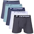 Kit Cuecas Boxer Risca de Giz Microfibra Dorbe - Masculina - 5 unidades PRETO/AZUL