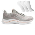 Opção de cor CINZA/ROSA CLA de Tênis Olympikus Apolis + 3 Pares de Meias - Feminino