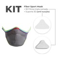 Kit Máscara Fiber: 1 Máscara + 30 Filtros + 1 Suporte Knit Sport Pride - Adulto CINZA/ROXO