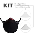 Kit Máscara Fiber: 1 Máscara + 30 Filtros + 1 Suporte Knit Sport - Adulto PRETO