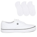 Tênis Rainha Mont Car IV + 3 Pares de Meia Color Sports - Unissex BRANCO/PRETO