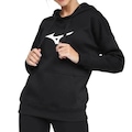 Blusão com Capuz Mizuno Canguru Big Logo - Feminino PRETO