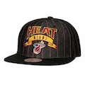 Boné Aba Reta Mitchell & Ness NBA Dem Stripes Miami Heat - Adulto PRETO