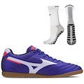 Chuteira Futsal Mizuno Morelia Club + Meia Antiderrapante - Adulto AZUL/BRANCO