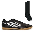 Chuteira Futsal Umbro Glaze + Meião - Adulto PRETO/PRATA