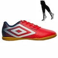 Chuteira Futsal Umbro Warskin + Meião - Adulto VERMELHO/AZUL ESC