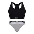 Kit Top Puma Nadador + Calcinha Biquíni - Feminino PRETO/CINZA