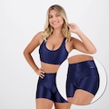 Kit Top Fitness Selene 3D + Shorts - Feminino AZUL ESCURO