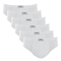 Kit 6 Cuecas Slip Algodão Lisa Mash - Adulto BRANCO