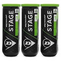 Bola de Tênis Dunlop Stage 1 - Pack com 03 Tubos VERDE