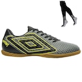 Kit Chuteira Futsal Umbro Mutant e Meião - Adulto CINZA/VERDE
