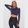 Blusa Cropped Body For Sure Manga Longa U.V - Feminina ROXO