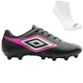 Chuteira de Campo Umbro Cannon + Meia - Adulto PRETO/ROSA