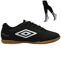 Chuteira Futsal Umbro Neo Striker + Meião - Adulto PRETO/BRANCO
