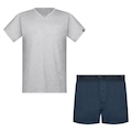 Pijama Puma Camiseta + Samba Canção - Masculino CINZA/AZUL ESC