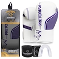 Kit de Luvas de Boxe e Muay Thai First Fx1 Pretorian + Bandagem + Bucal LILAS