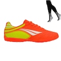 Kit Chuteira Futsal Penalty Matis Y-2 + Meião - Adulto LARANJA/BRANCO