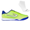 Kit Chuteira Futsal Topper Letra Iv + Meia - Adulto VERDE/AZUL