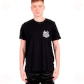 Camiseta Santos Oficial Torcedor Escudo Bordado Surf Center Masculina PRETO