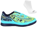 Chuteira Futsal Topper Strike V + Meia - Adulto AZUL/VERDE