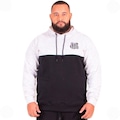 Blusão de Moletom Canguru Fechado Santos Oficial com Capuz  Plus Size Surf Center Masculino BRANCO/PRETO