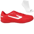 Kit Chuteira Futsal Topper Blast + Meia Sapatilha - Adulto VERMELHO/BRANCO