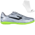 Kit Chuteira Futsal Topper Blast + Meia Sapatilha - Adulto CINZA/VERDE
