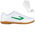Kit Chuteira Futsal Topper Boleiro V + Meia Sapatilha - Adulto BRANCO/VERDE