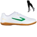 Kit Chuteira Futsal Topper Boleiro V + Meião - Adulto BRANCO/VERDE