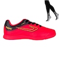 Kit Chuteira Futsal Topper Forza Iii + Meião - Infantil VERMELHO/PRETO