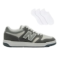 Kit Tênis New Balance 480 Low + 3 Pares de Meias - Masculino CINZA