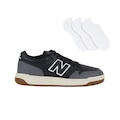 Kit Tênis New Balance 480 Low + 3 Pares de Meias - Masculino PRETO/CINZA