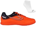 Chuteira Futsal Topper Forza III + Par de Meia - Adulto LARANJA/AZUL ESC