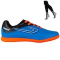 Chuteira Futsal Topper Forza Iii + Meião - Adulto AZUL/LARANJA